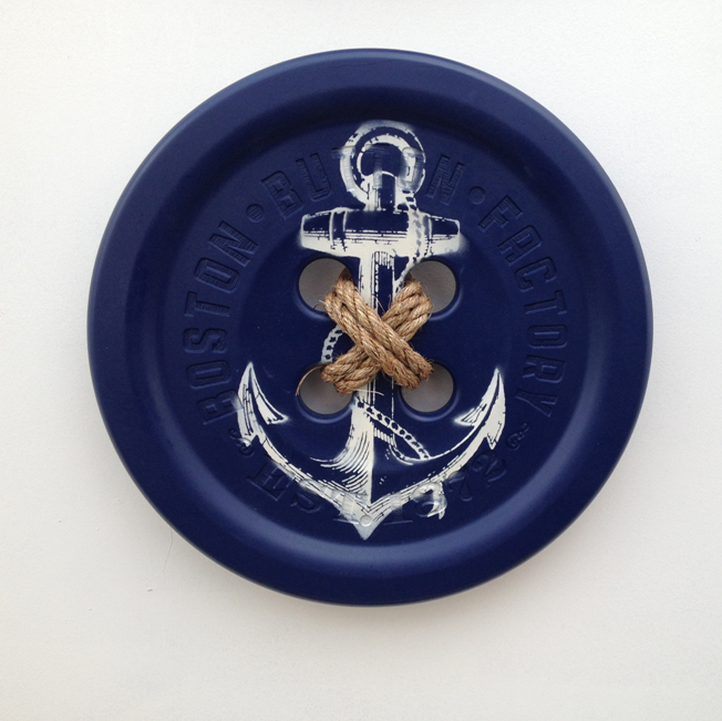 Blue Button with White Anchor Button - Copper Leaf – Perfect art for the home or office