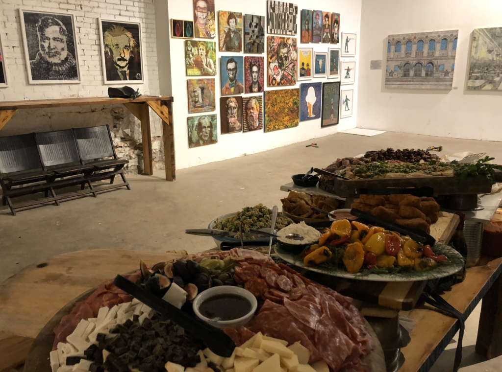 Food and Art for a corporate event at the Boston Button Factory